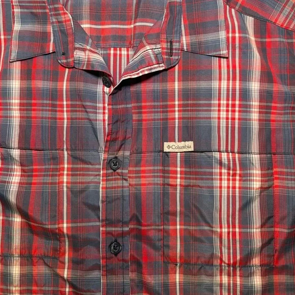 Columbia Red and Blue Plaid Casual Shirt - Picture 2 of 4